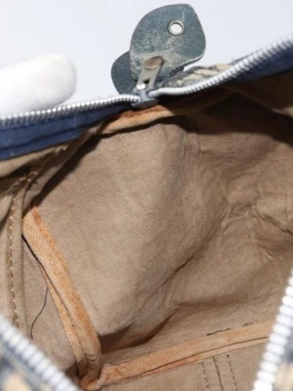 Christian Dior Trotter Canvas Boston Bag Navy Silver Auth 164140 - Picture 12 of 16